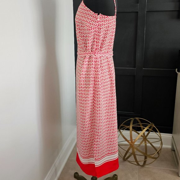 EUC *Ann Taylor* Women's Silky Spaghetti Straps Red Hearts Mini Dress 2 - Picture 2 of 13